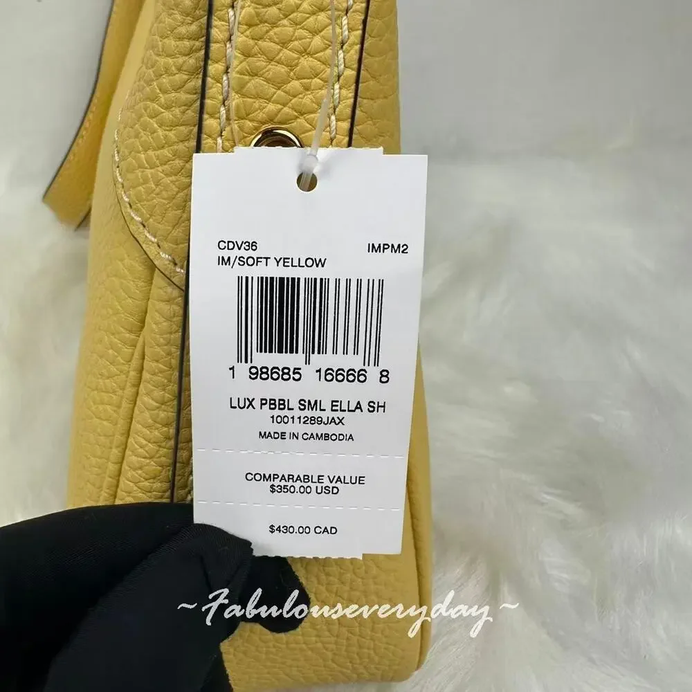 Coach Ella Small Shoulder Bag Crossbody In Leather/Gold/Soft Yellow CDV36 NWT